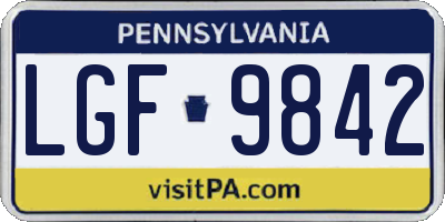 PA license plate LGF9842