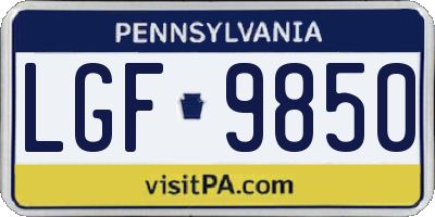 PA license plate LGF9850