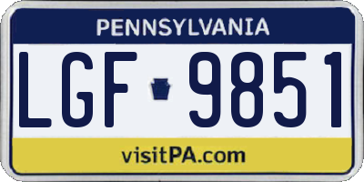 PA license plate LGF9851