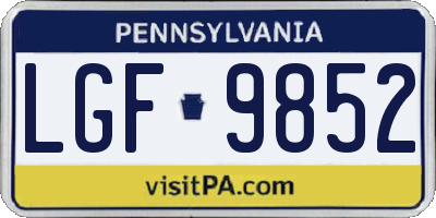 PA license plate LGF9852
