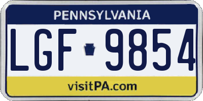 PA license plate LGF9854