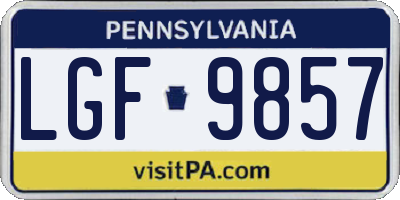 PA license plate LGF9857