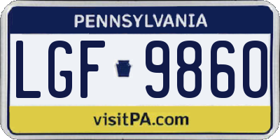 PA license plate LGF9860