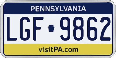 PA license plate LGF9862