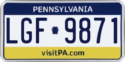 PA license plate LGF9871