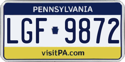 PA license plate LGF9872
