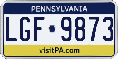 PA license plate LGF9873