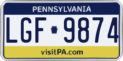 PA license plate LGF9874