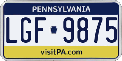 PA license plate LGF9875