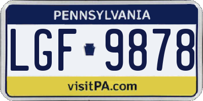 PA license plate LGF9878
