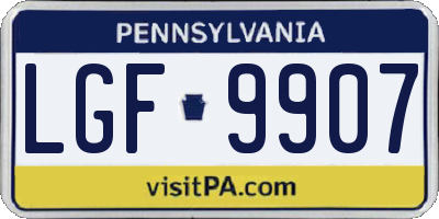 PA license plate LGF9907