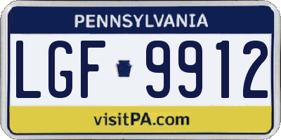 PA license plate LGF9912