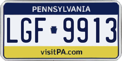 PA license plate LGF9913