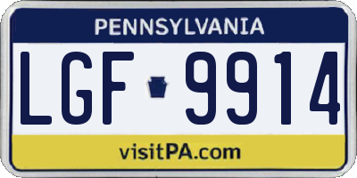 PA license plate LGF9914