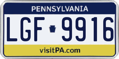 PA license plate LGF9916