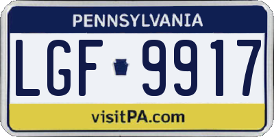 PA license plate LGF9917