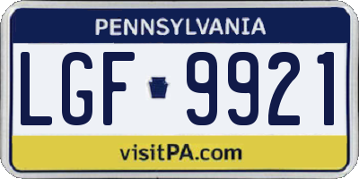 PA license plate LGF9921