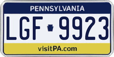 PA license plate LGF9923