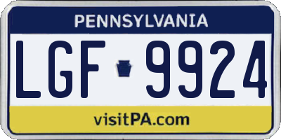 PA license plate LGF9924