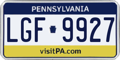 PA license plate LGF9927