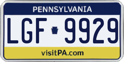 PA license plate LGF9929