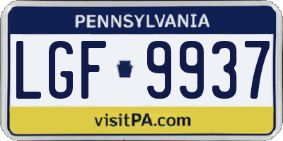 PA license plate LGF9937