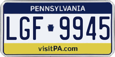 PA license plate LGF9945