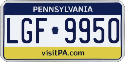 PA license plate LGF9950