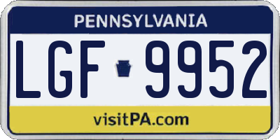 PA license plate LGF9952