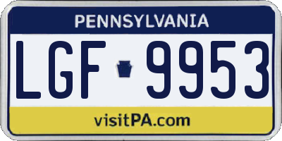 PA license plate LGF9953