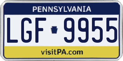 PA license plate LGF9955