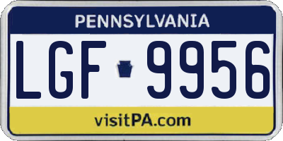 PA license plate LGF9956