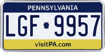 PA license plate LGF9957