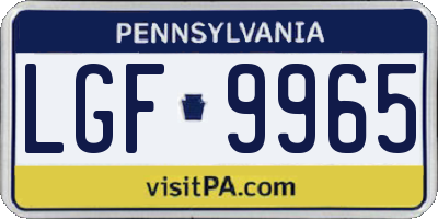 PA license plate LGF9965