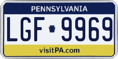 PA license plate LGF9969