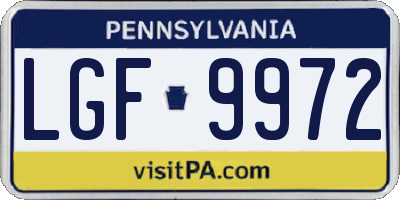 PA license plate LGF9972