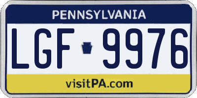 PA license plate LGF9976