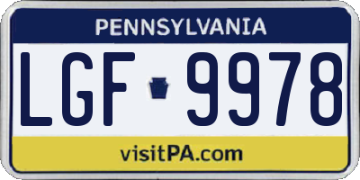PA license plate LGF9978