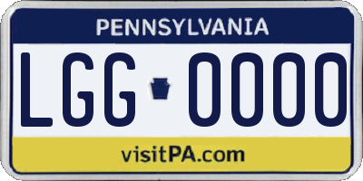 PA license plate LGG0000