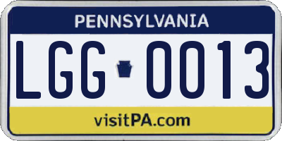 PA license plate LGG0013