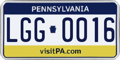 PA license plate LGG0016