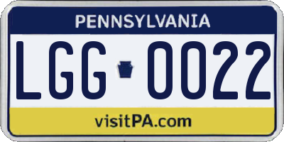 PA license plate LGG0022