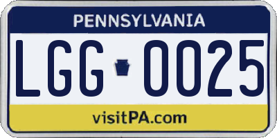 PA license plate LGG0025