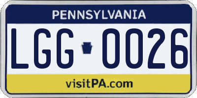 PA license plate LGG0026