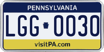 PA license plate LGG0030