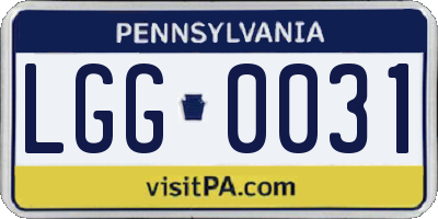 PA license plate LGG0031