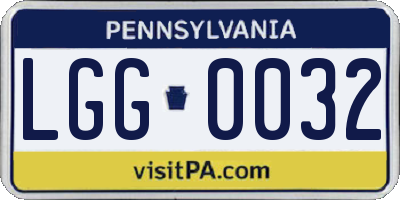PA license plate LGG0032