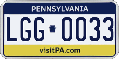 PA license plate LGG0033