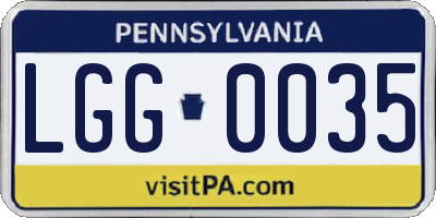 PA license plate LGG0035
