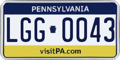 PA license plate LGG0043